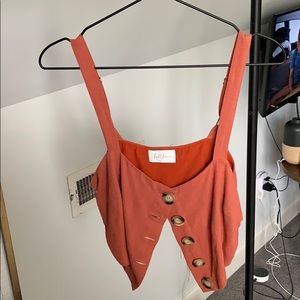 Burnt orange buttoned crop top